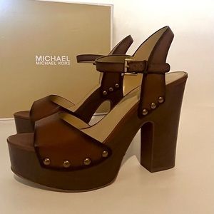 Women’s Michael Kors Leonor Platform Sandal in Luggage, Size 7
